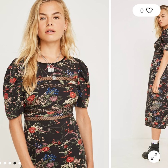 UO Emma Marie Floral lace trim midi dress size small - Picture 12 of 14